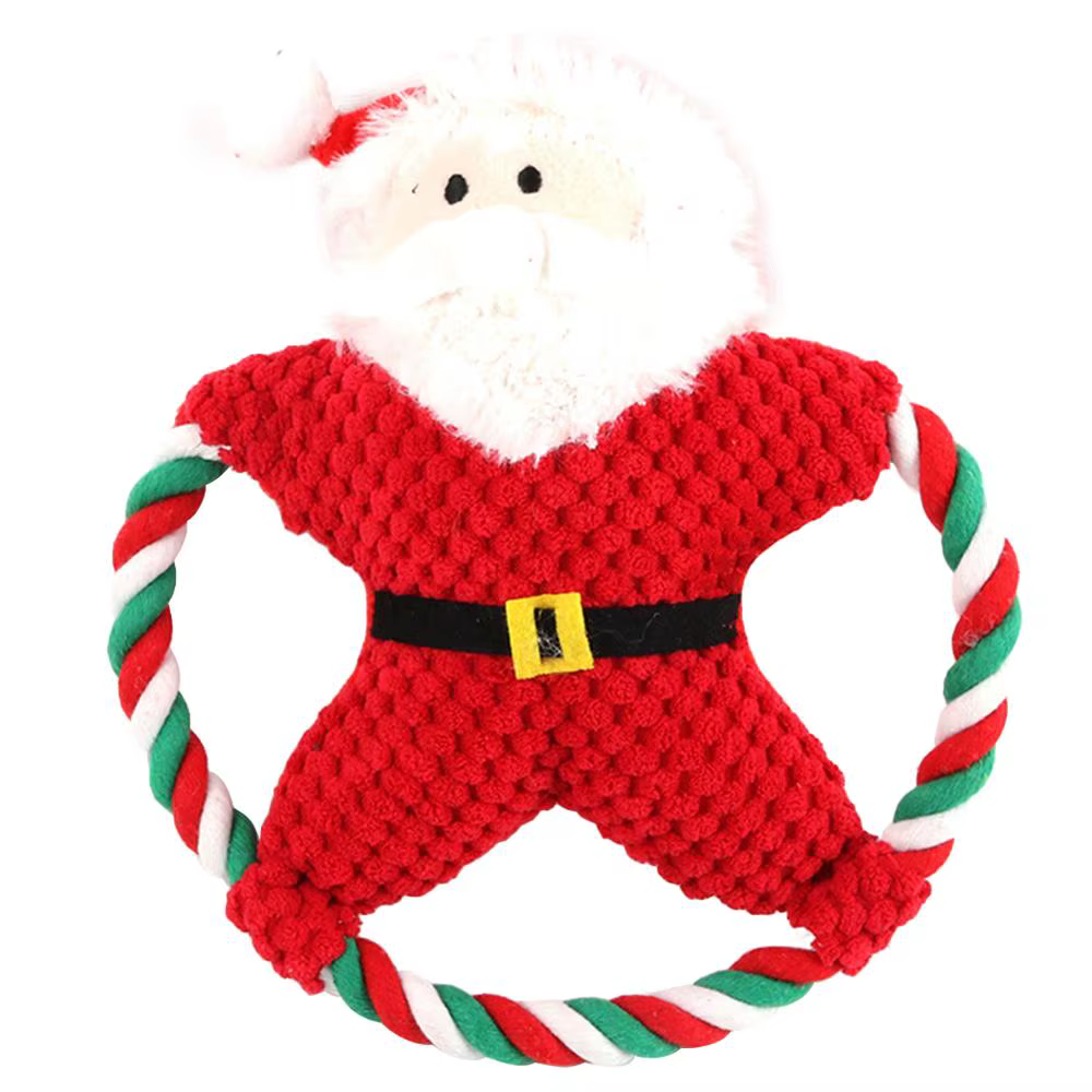 Christmas Santa Claus Pet Dog Toys Chew Squeaker Pet Plush Toys For Dogs Cute Biting Rope Sound Toys — image 17