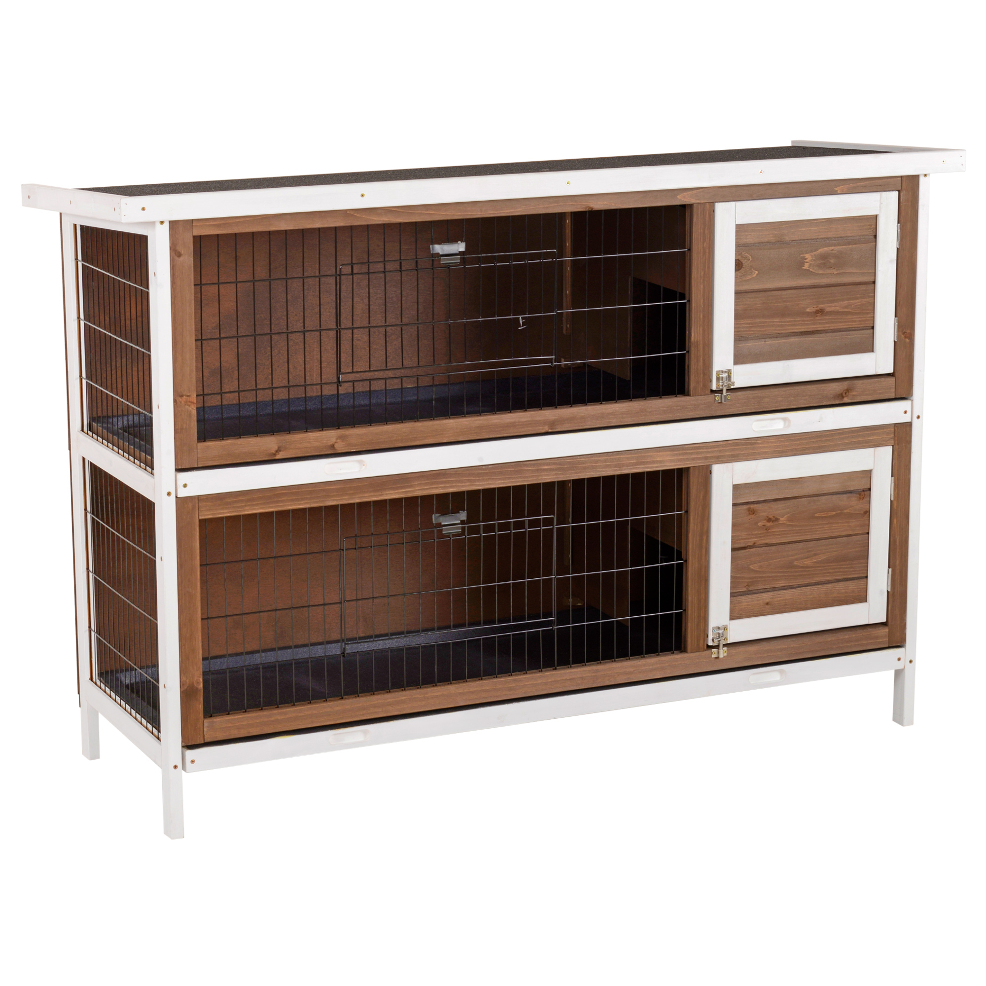 Casa para Conejos de Madera con Techos de Asfalto y Divisores para Animales Pequeños — imagen 3