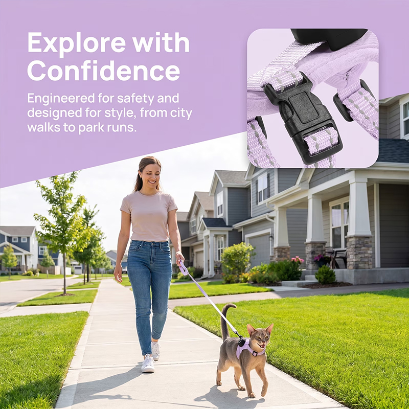 Reflective Escape-Proof Cat Harness – Adjustable Vest with Built-in AirTag Holder for Outdoor Walking — image 10