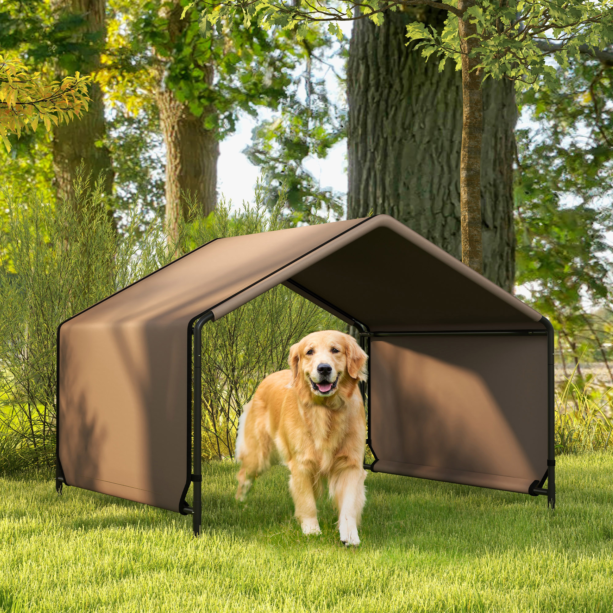 Tenda Portátil para Perros Resistente al Agua, Protección Exterior para Sombras, Marrón — imagen 1