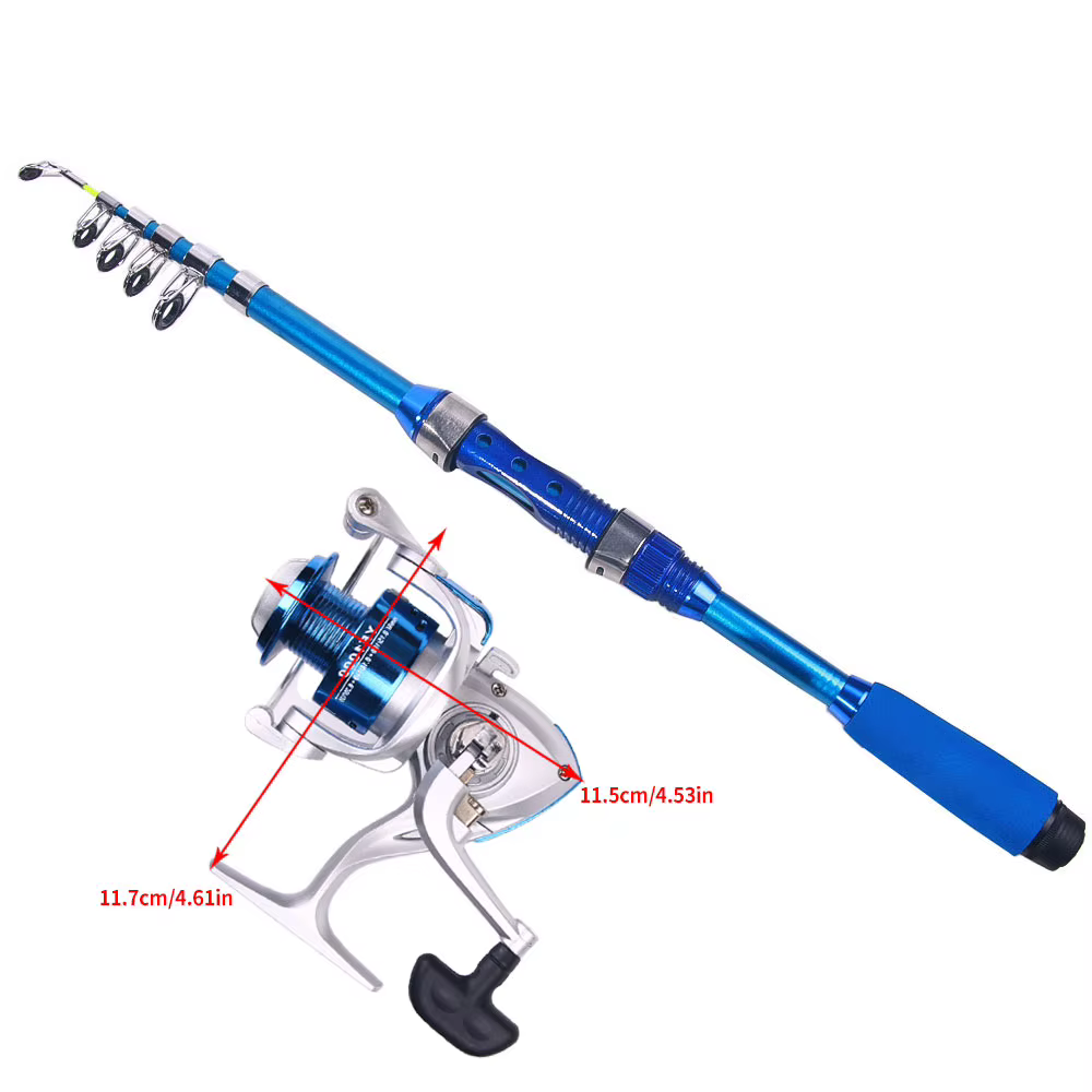Fishing Pole Fishing Reel Set Full Kits With Telescopic Fishing Rod And Spinning Reel Travel Pole Set 1.8m Rod — image 5