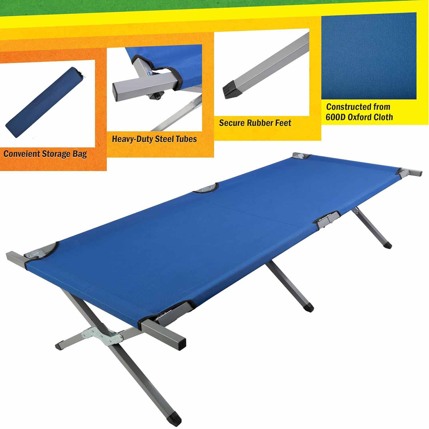 Cama de Marcha para Camping Al Aire Libre, Cama Portátil Ligera, Colchón de Camping Portátil con Bolsa Portátil Azul para Adultos — imagen 5