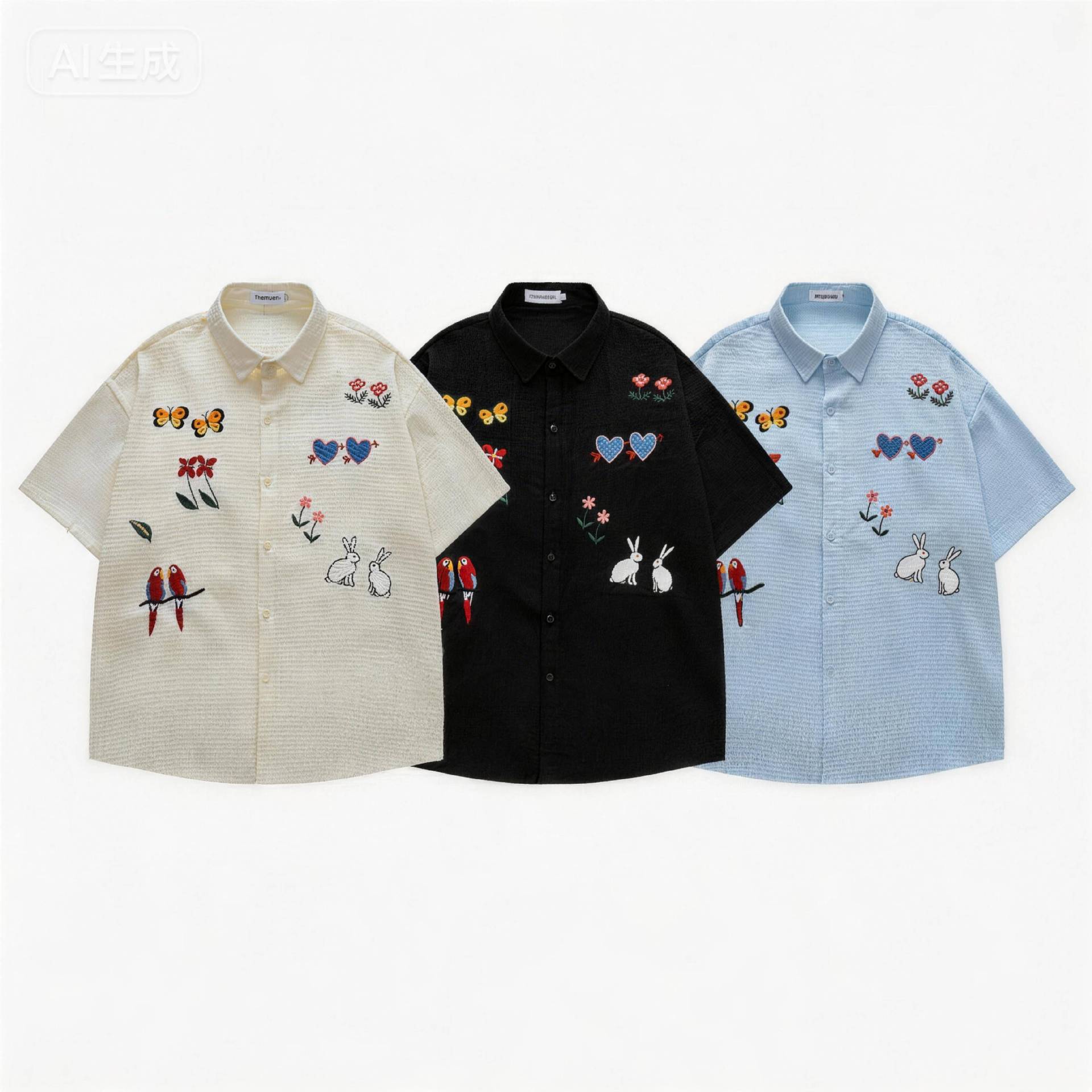 Flower and animal embroidery short sleeves — image 6