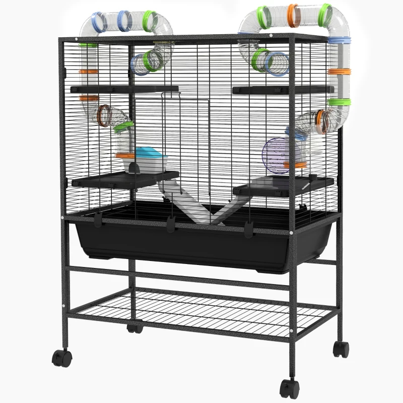 Small Animal Cage For Syrian Hamster, Gerbil Cage With Tubing System, Running Wheel, Ramps, Platforms — imagen 7