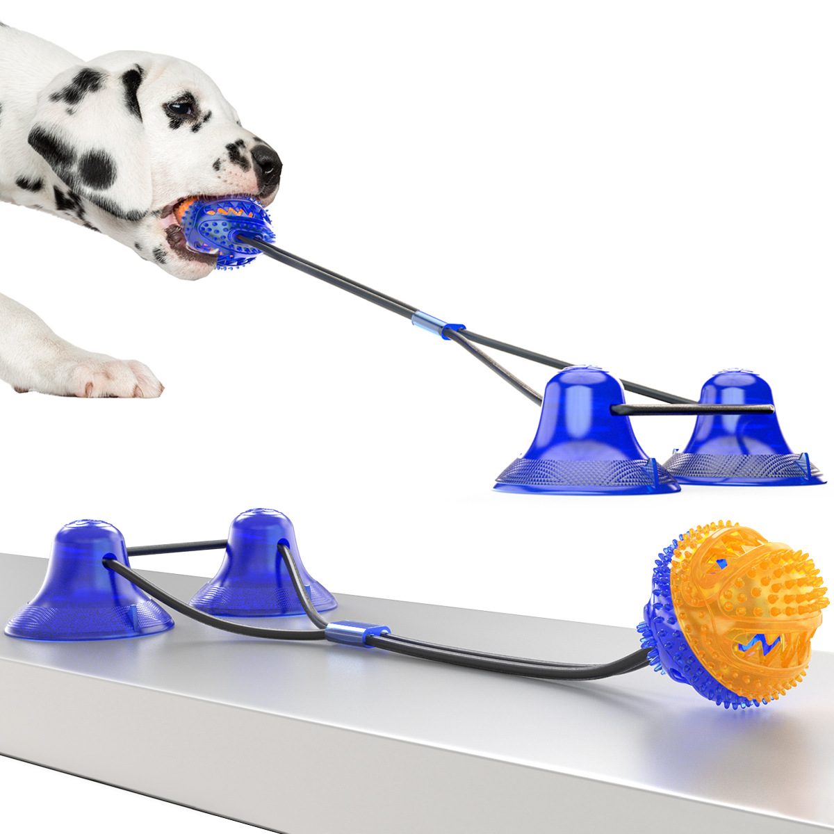 Dog Toy Double Suction Cup Pull Rope Molar Bite Leakage Resistant Food Ball Pet Products — image 3