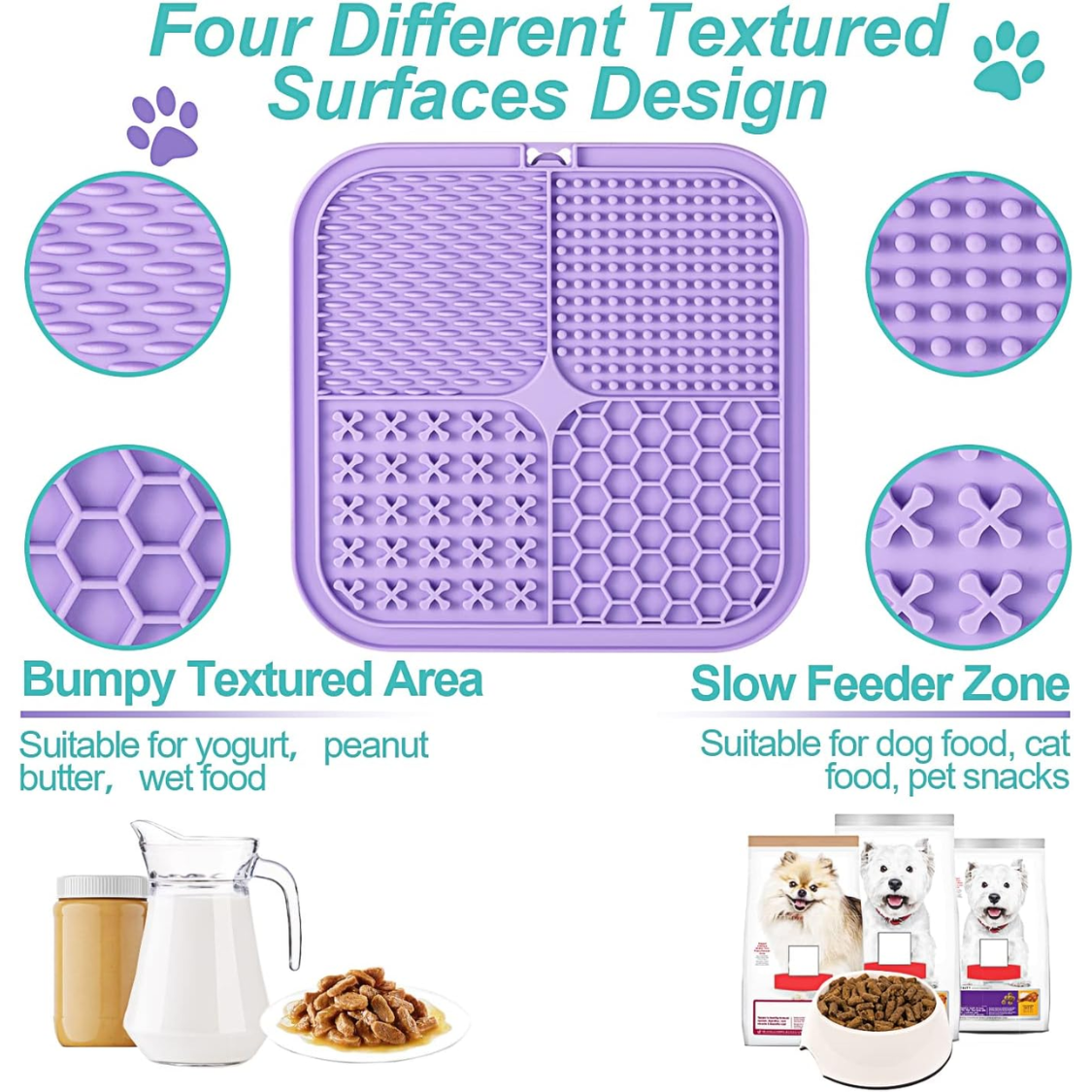 Láminas de Lamer para Perros y Gatos 2 Piezas, Plato Lento con Cúpulas de Succión para Aliviar Ansiedad y Reducir Aburrimiento — imagen 7
