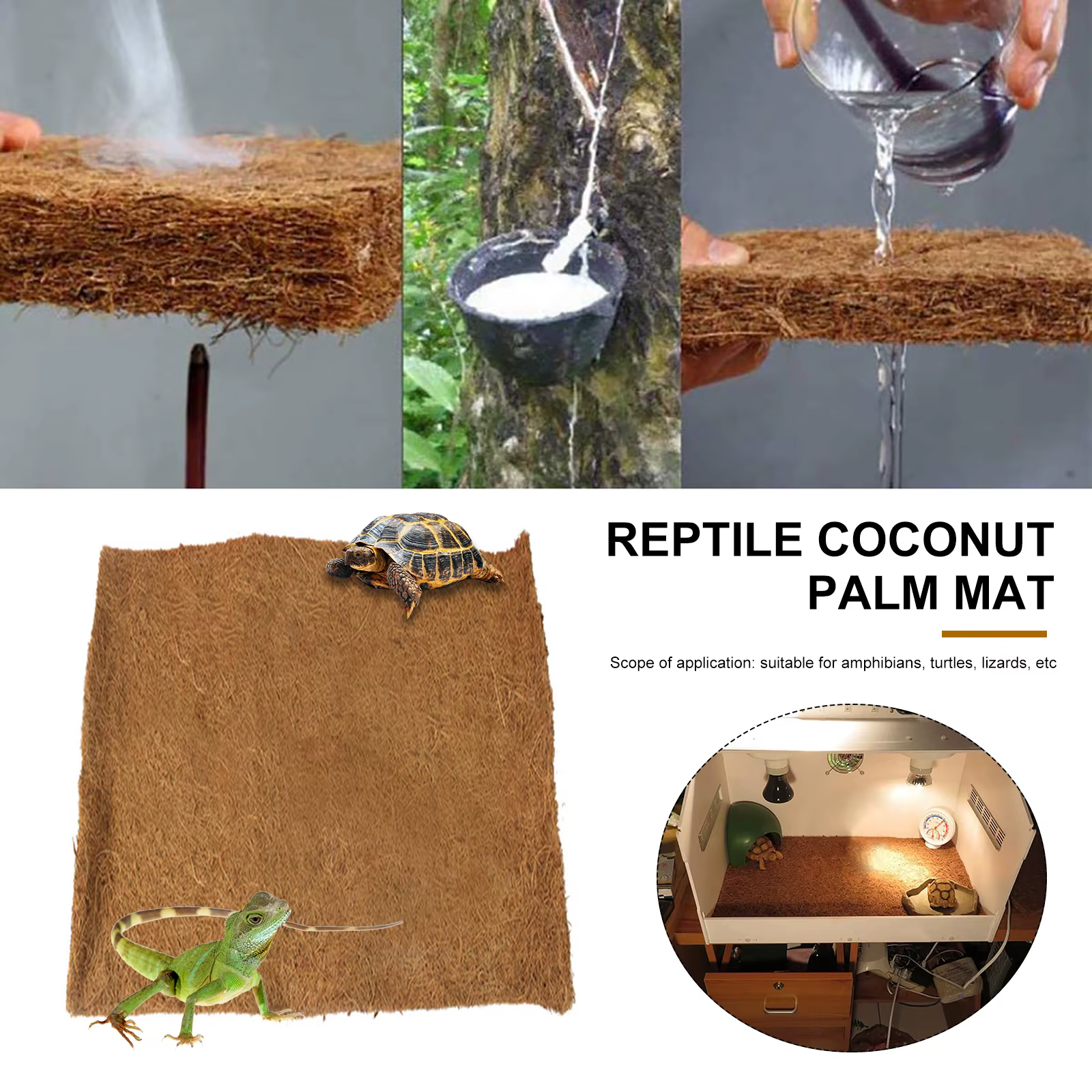 Reptile Carpet Mat Coconut Fiber - Snake Bedding Bunny Rabbit Lizard Cage Mat — image 5