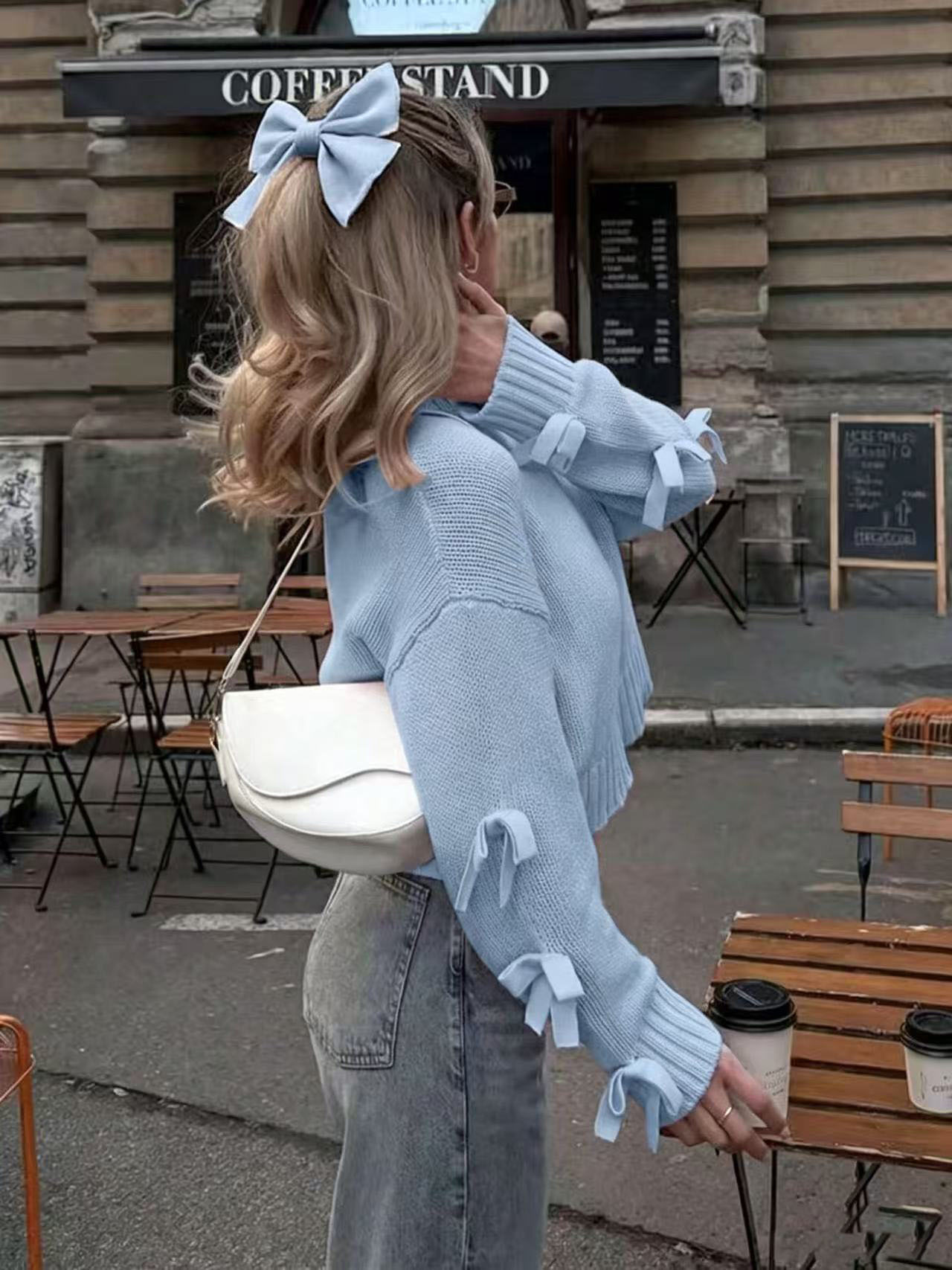 Butterfly Sleeve Short Crop Waist Sweater Women Knit Pullover Women's Clothing Spot Supply — image 7