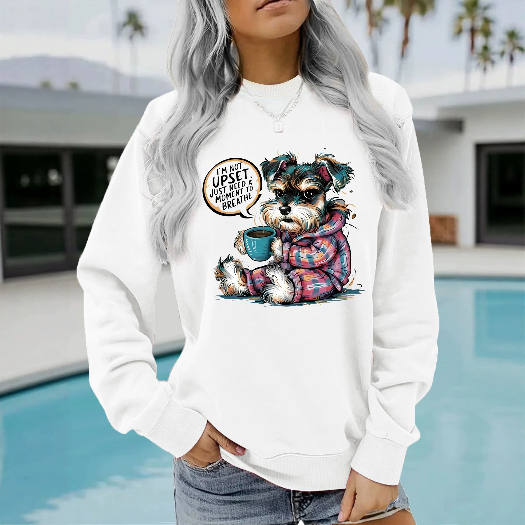 Long sleeved round neck shirt with dog letters — image 3