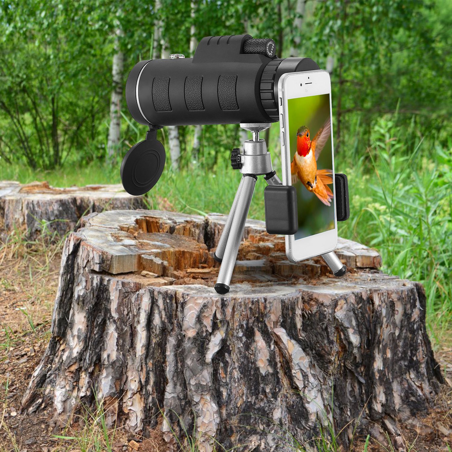 40 Plus 40 HD Optical Monocular Telescope With FMC Lens For Outdoor Low Light Vision Scope Phone Holder Tripod Compass For Bird Watching Hunting Camping Hiking Sport Event — image 8
