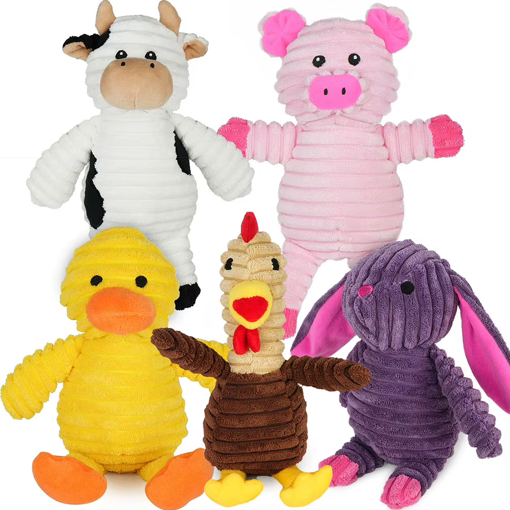 5 Pack Dog Toys Plush Dog Squeaky Toys, Assortment Value Bundle Animal Pet Toy for Small Medium Large Dogs, Stuffed Puppy Chew — image 1