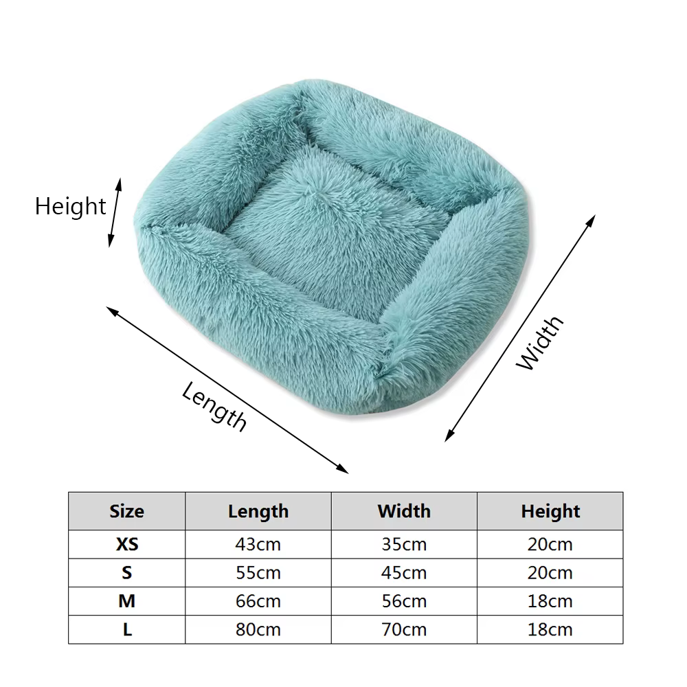 Square Dog Bed Long Plush Solid Color Pet Beds For Little Medium Large Pets Super Soft Winter Warm Sleeping Mats For Dogs Cats — image 2