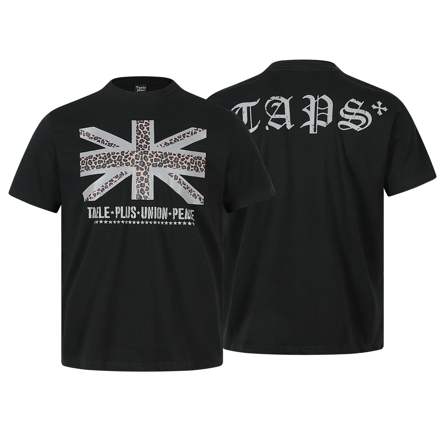 Leopard Print Union Jack Pattern Short Sleeve T-Shirt Unisex Trendy Distressed Letter Loose Top — image 6
