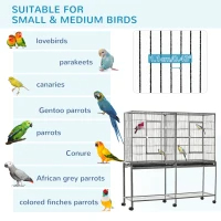 Rolling L Bird Cage W Storage Shelf Perch Food Container — imagen 4