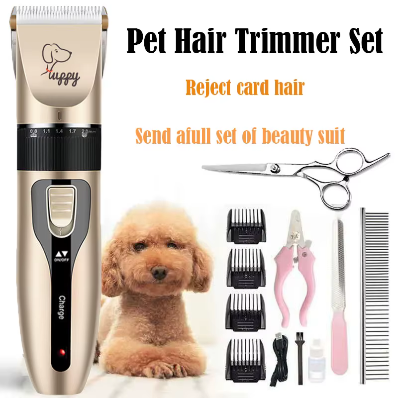 Dog Hair Clipper Pet Hair Trimmer Set Puppy Grooming Electric Shaver Ceramic Blade Cat Accessories Cordless Charging Professiona — image 1