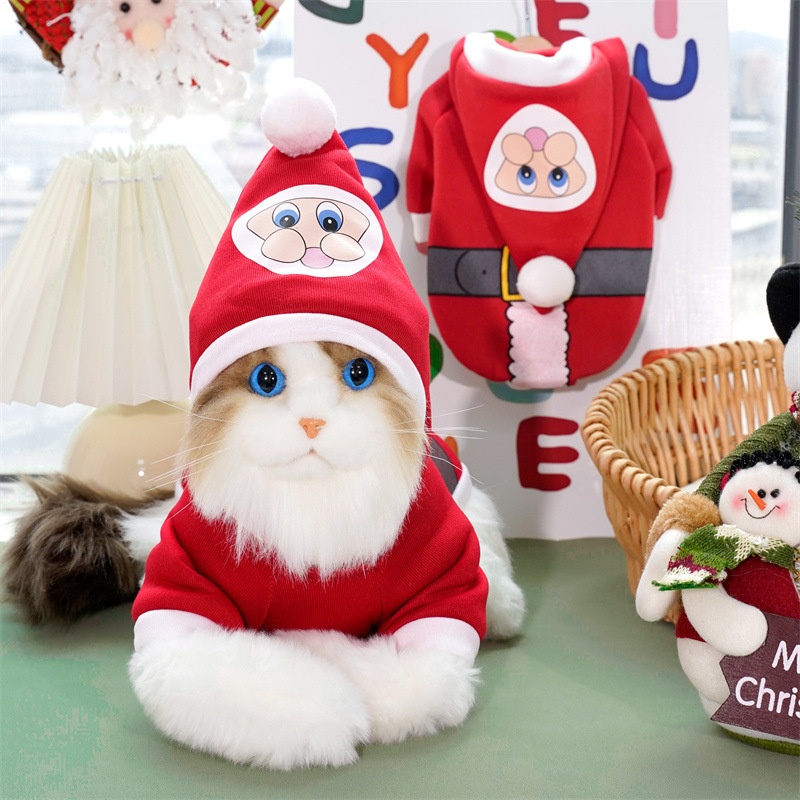 Small medium and large dogs Christmas pet supplies clothes teddy bears cotton coats — image 3