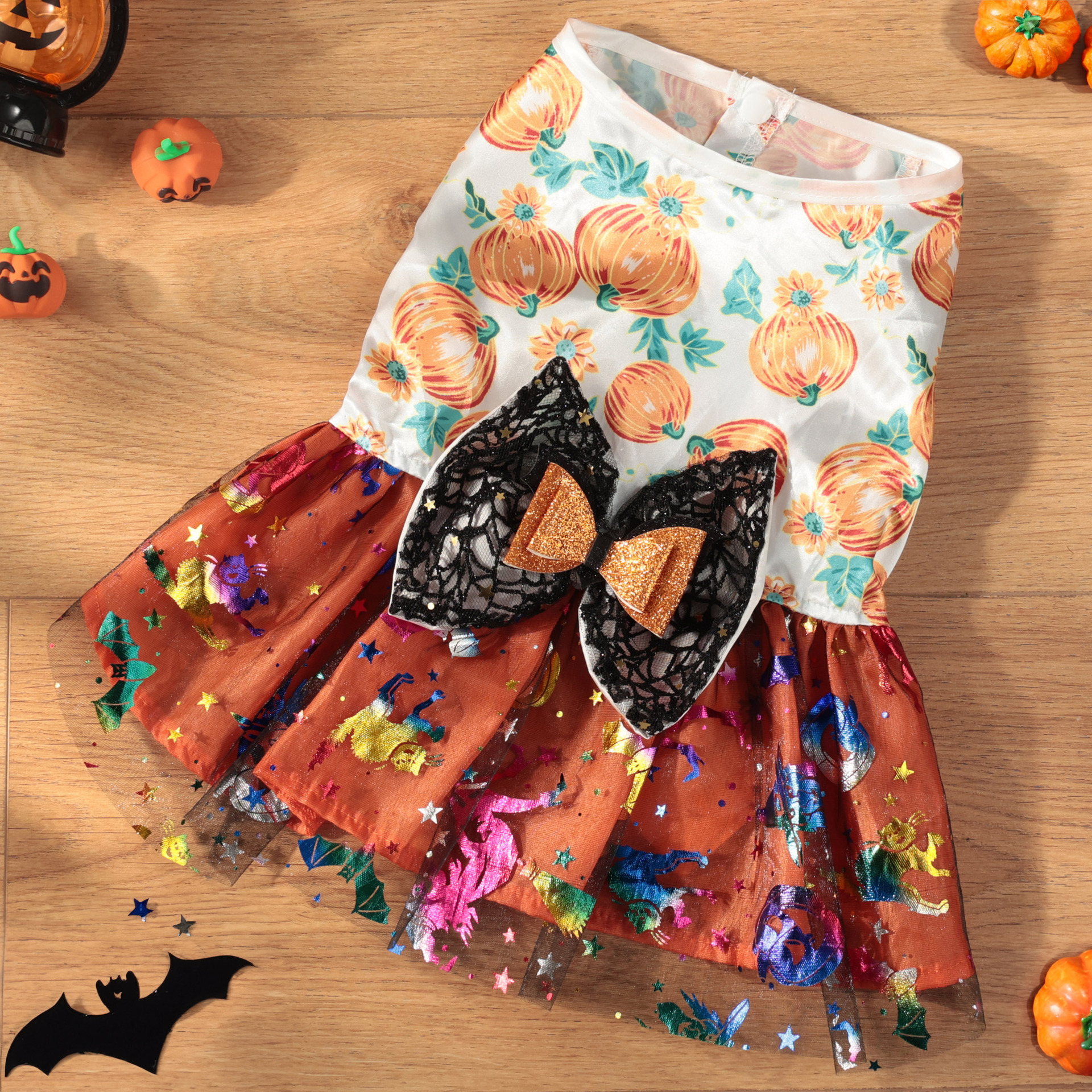 Halloween Pet Dog Cat Costume Mesh Pumpkin Dress for Medium and Small Dogs — image 7