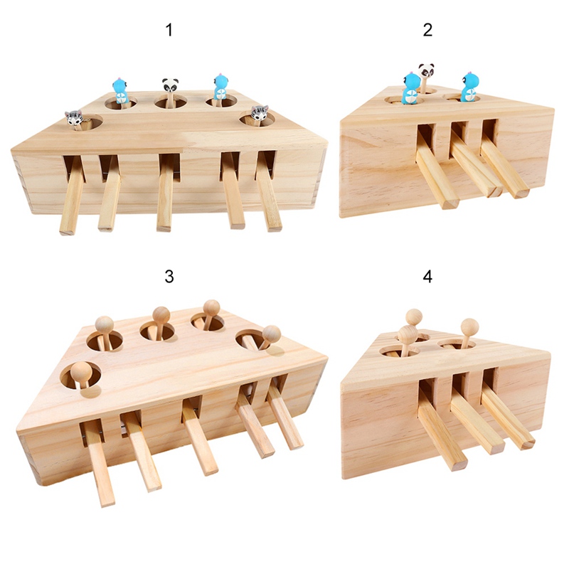 Juguete Interactivo de Madera Sólida para Gatos con Cinco Agujeros y Hoyo de Ratón — imagen 2