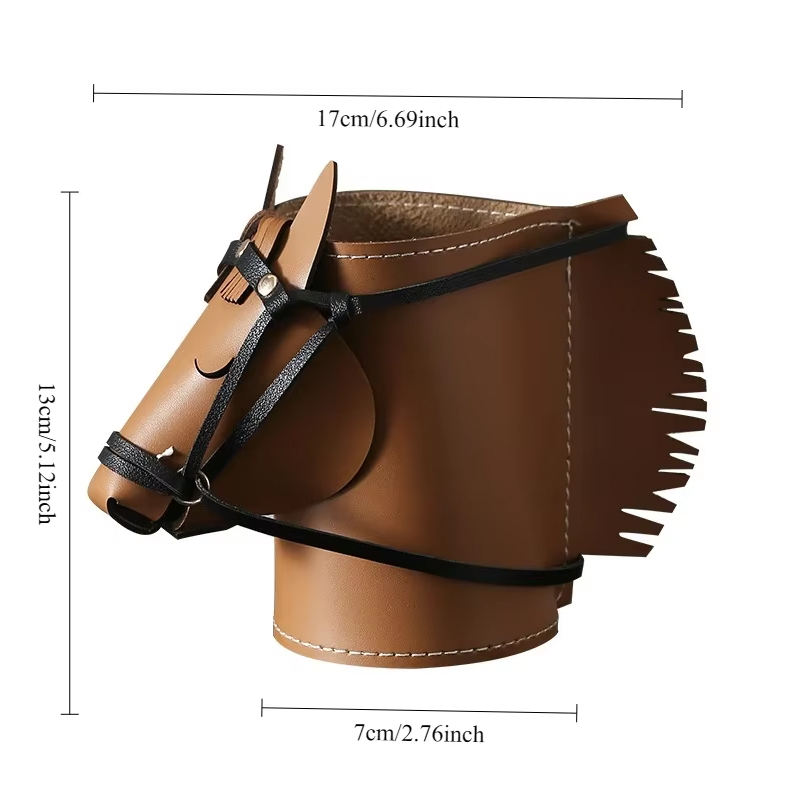 Leather Horse Head Storage Box, Makeup & Jewelry Organizer for Desk, Living Room & Study — image 10