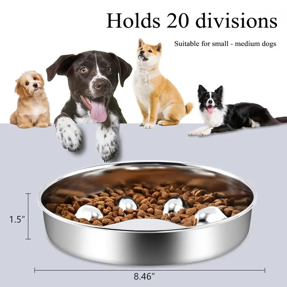 Pet Slow Feeding Food Bowl Slow Down Eating Non-Slip Metal Puzzle Maze Pet Dishes Anti Choke Stainless Steel Pet Bowl Training — image 6