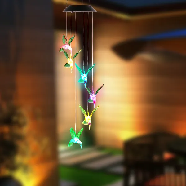 Lámparas de String Solares con LED y Colores de Colibrí con Viento - 6 LEDs — imagen 1