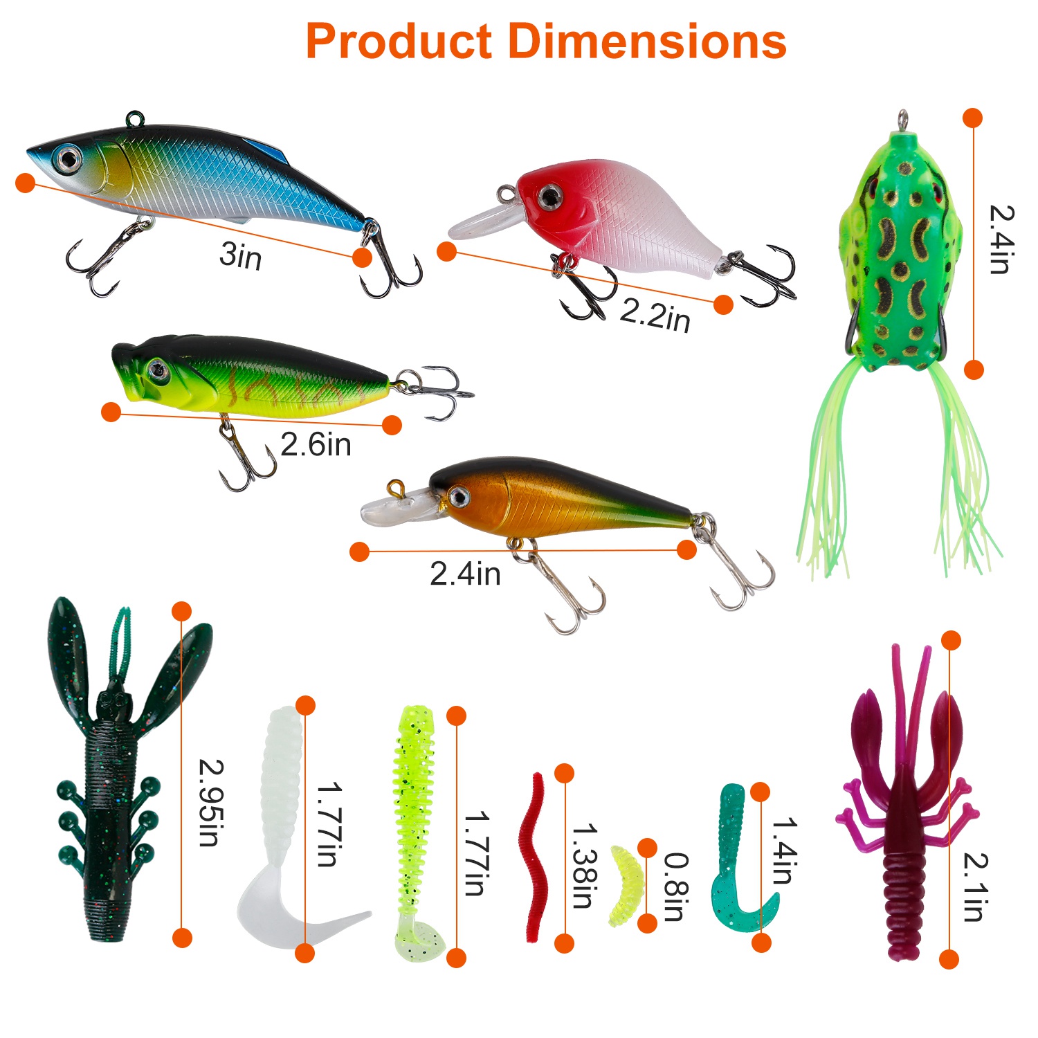 Kit de Pesca con 383 Piezas de Señuelos en Caja de Aparejos, Señuelos Animados para Róbalo, Crankbaits, Spinnerbaits, Gusanos de Plástico Blando, para Agua Salada y Dulce — imagen 6