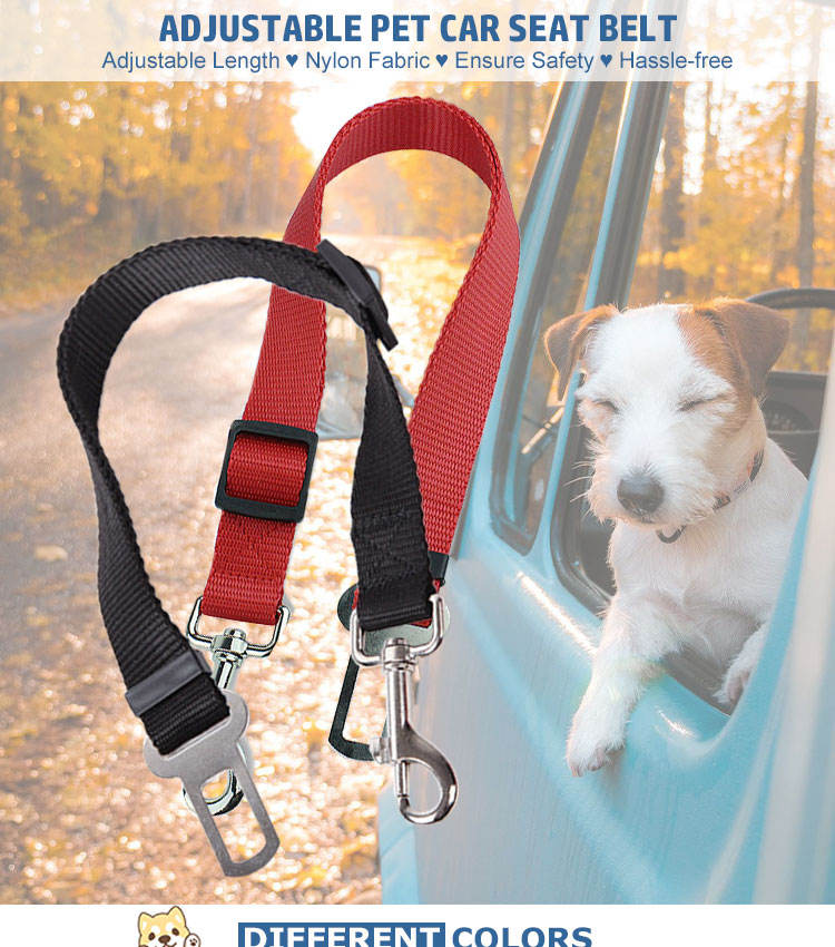 Cinturón de seguridad para mascotas ajustable de nylon para automóvil - Cuerdas para perros y gatos seguras en el asiento del pasajero — imagen 4