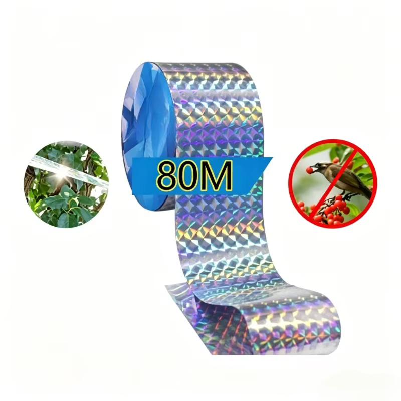 50/80M Double-Sided Reflective Bird Repellent Tape Holographic Scare Ribbon Laser Deterrent for Pigeon Fox Bird Control Garden