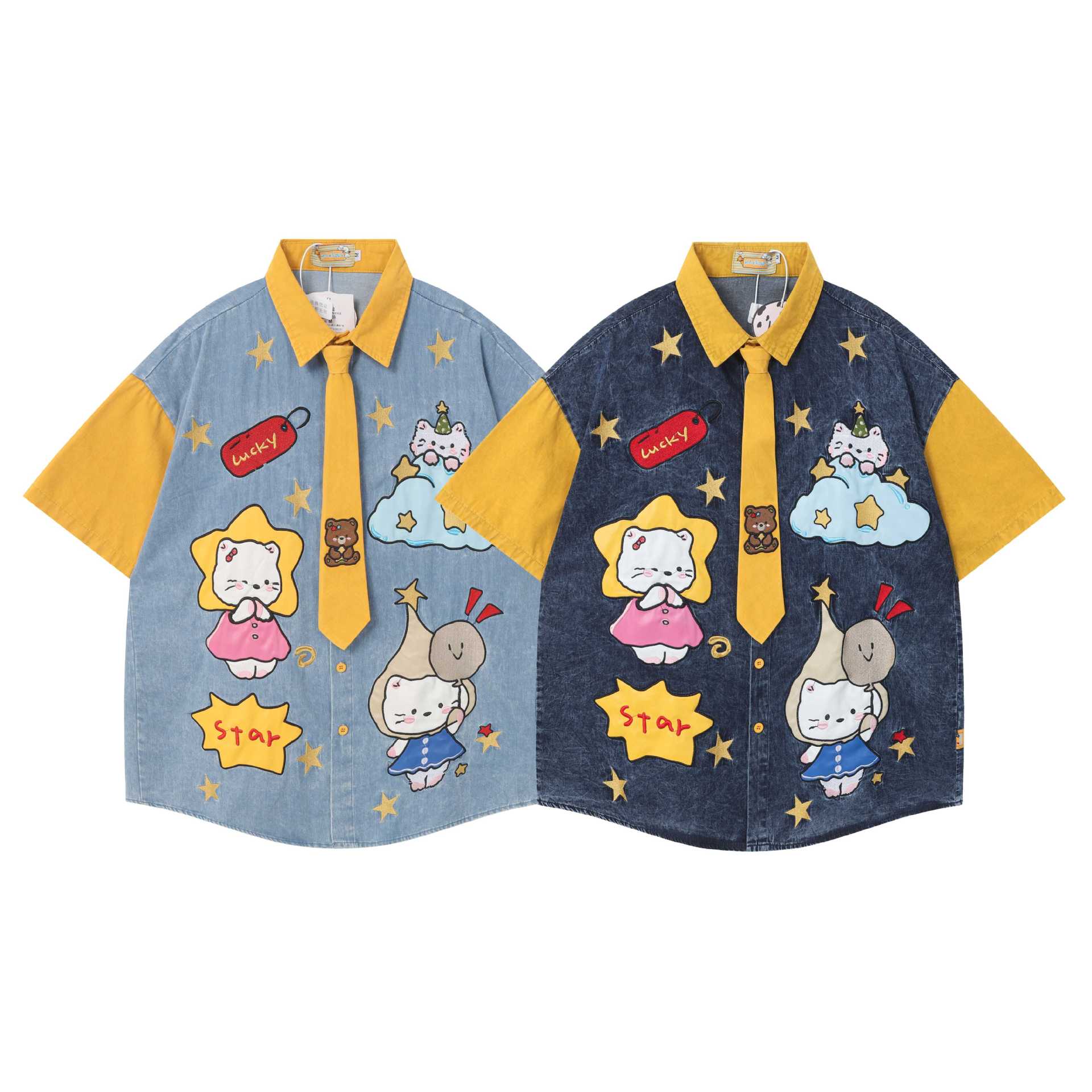 Cat patch embroidered short sleeved shirt — image 6