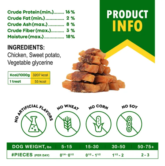 Tiras de Pato Naturalas con Papas Dulces y Pollo para Perros - Snacks Saludables Orgánicos sin Grano, Sin Corn, Humanos y Libres de Llenadores — imagen 3