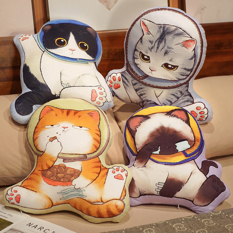 New Cute Double-Sided Printing Cat Pillow Plush Cat Pillow Home Pillow Zipper Removable And Washable — image 1