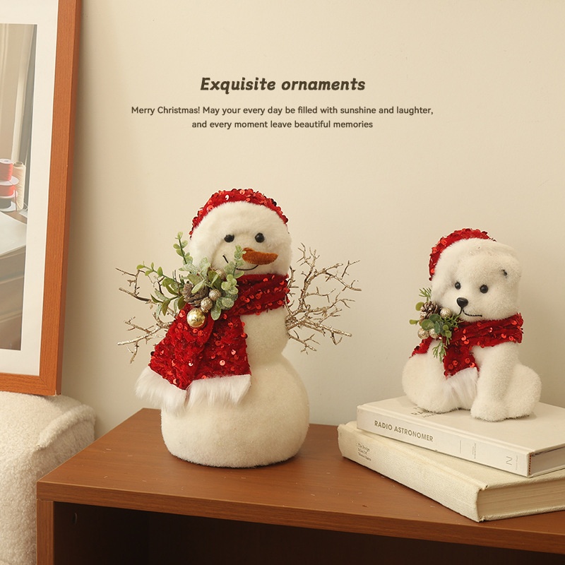 Christmas Decoration Figurines Snowman Santa Reindeer Squirrel Polar Bear Christmas Tree Ornaments Scene Decoration — image 1