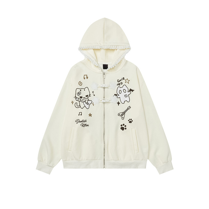 Cat print hooded cardigan sweater jacket — image 5