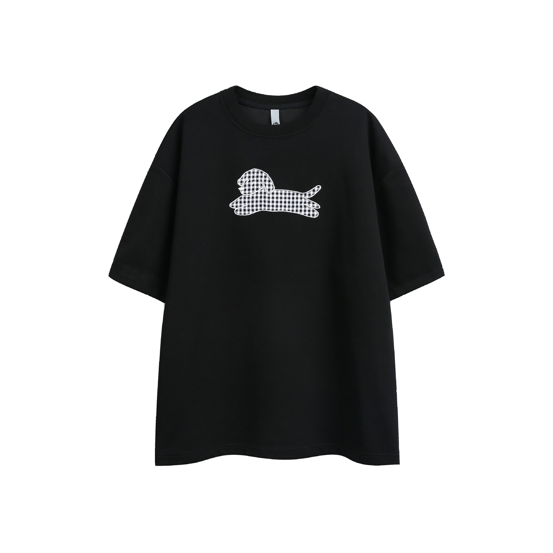 Dog Patch Embroidery Loose Casual Unisex Short Sleeve T-Shirt — image 8