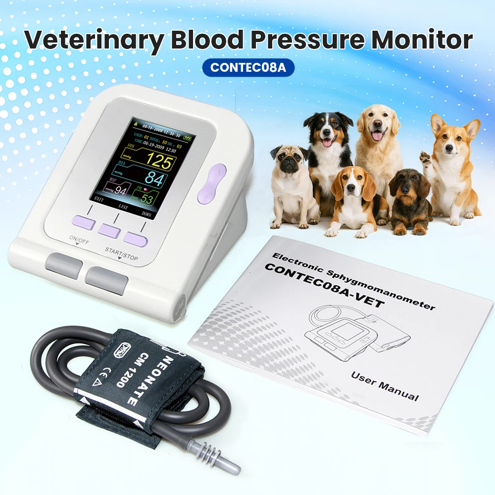 Monitoreo de Presión Arterial Digital Veterinario CONTEC08A para Animales con Manguito Automático
