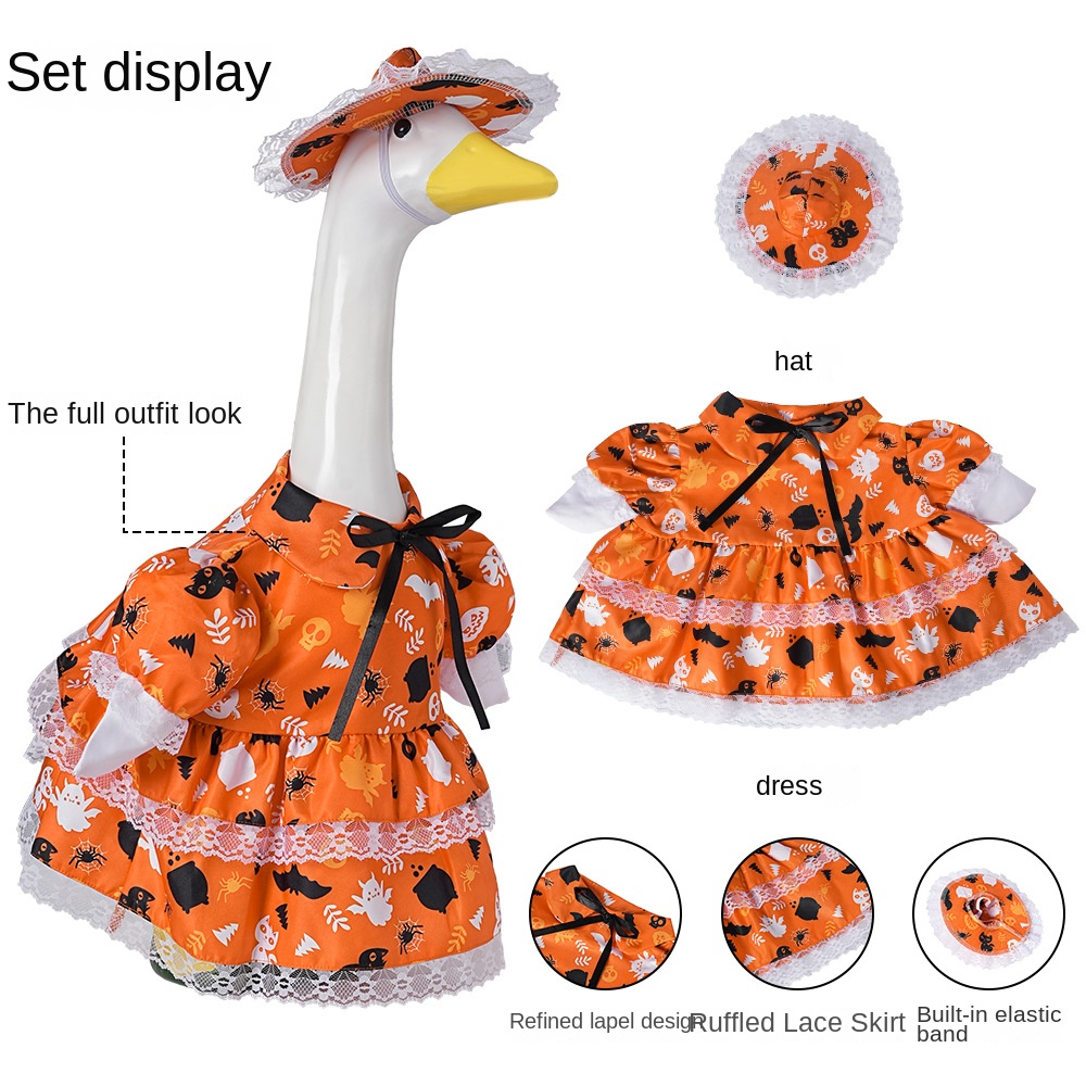 Halloween Porch Goose Costume, White Goose Outfit with Hat Set, Yard Decoration — image 3