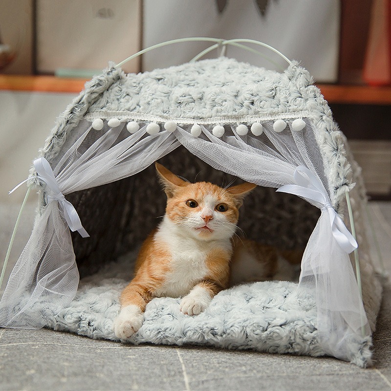 Cat Nest Summer Cat Tent Cat House Semi enclosed Pet Bed Four Seasons Dog Nest Villa Bed Supplies — image 1