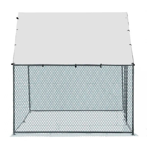 Gallinero Plateado de 2x2x2m y 6.5x6.5x6.5ft con Techo en Punta, Lona Impermeable de PE de 180g, Jaula Metálica para Gallinas y Conejos — imagen 6