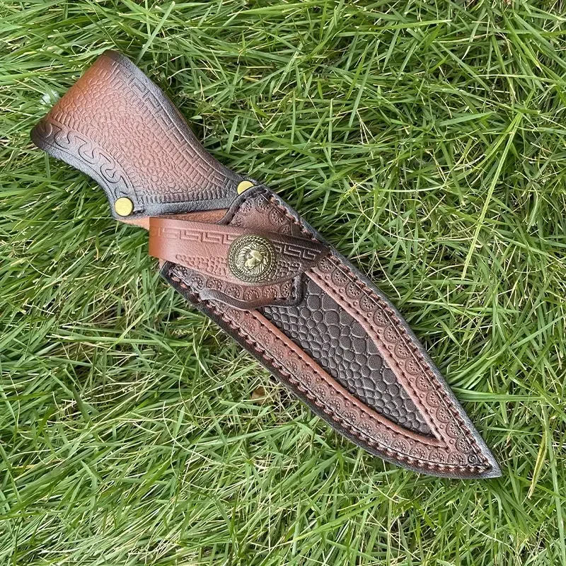 NEW Leather Sheath Belt Knife Sheath with Waist Belt Buckle Pocket Tool Knife Protective Cover (Knife Not Included) — image 2