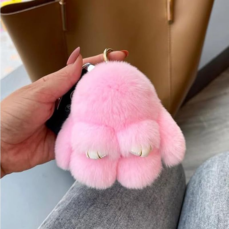 Bunny de PomPom Suave, Ratón de Peluche Corte, Ideal para Bolsas, Llaves, Espejos de Autos y Teléfonos — imagen 2