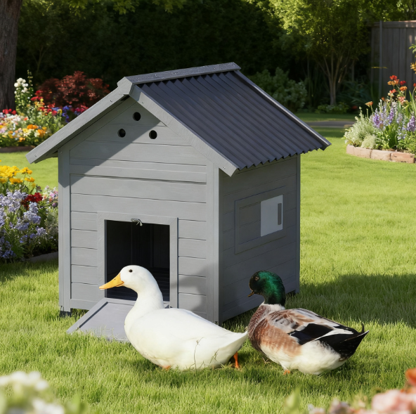 Casa de Madera para Mascotas con Techo Abordable y Puertas Dobles — imagen 1