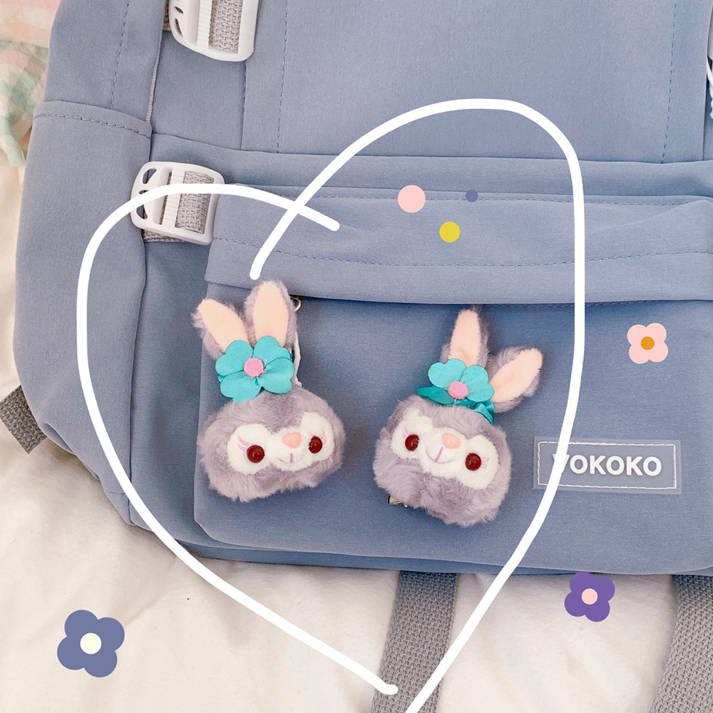 Broche de conejo de peluche en estilo japonés, miniatura de muñeca de niña, adorno suave y divertido para bolsos o chaquetas — imagen 4
