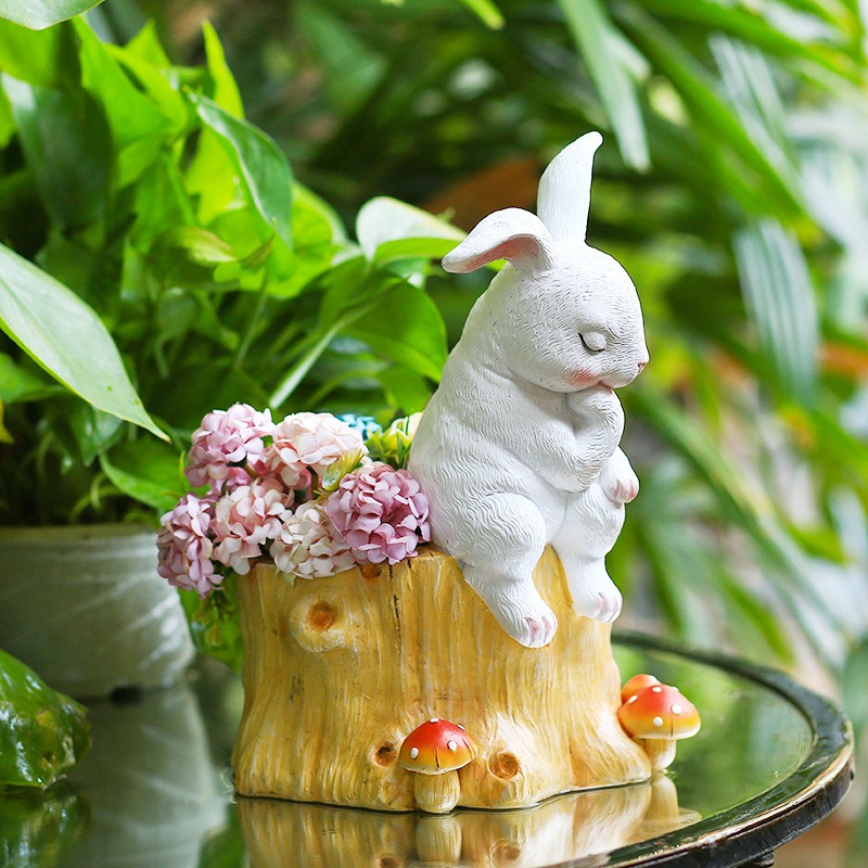 Decoración de jardín para interior con conejo de porcelana — imagen 2