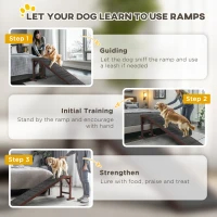PawHut Dog Ramp For Bed, Pet Ramp For Dogs With Non-Slip Carpet And Top Platform, Brown — imagen 2