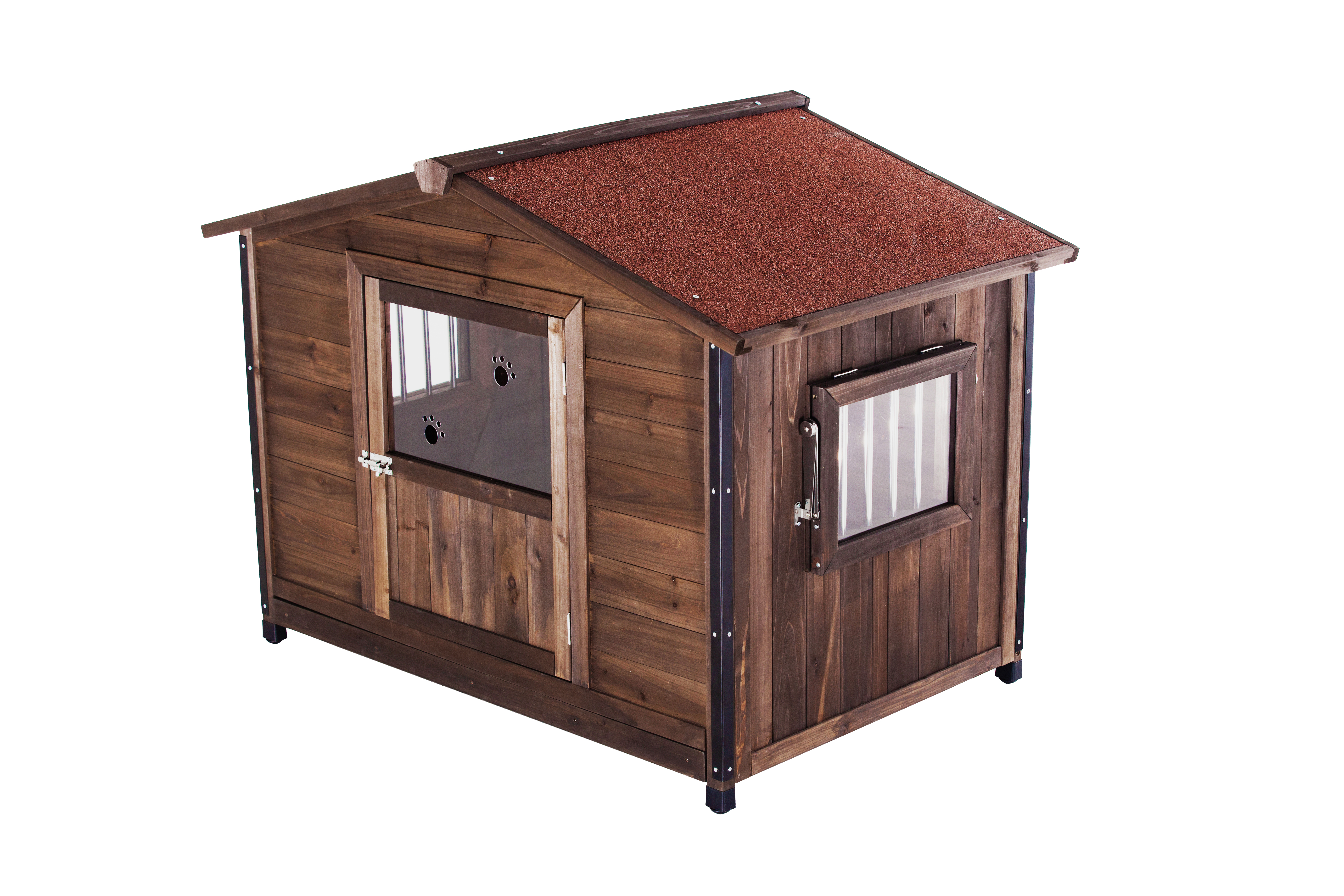 Casa de Perro Única con Estructura de Hierro, Estilo Casa de Madera Externo Grande en Forma de Cabina — imagen 3