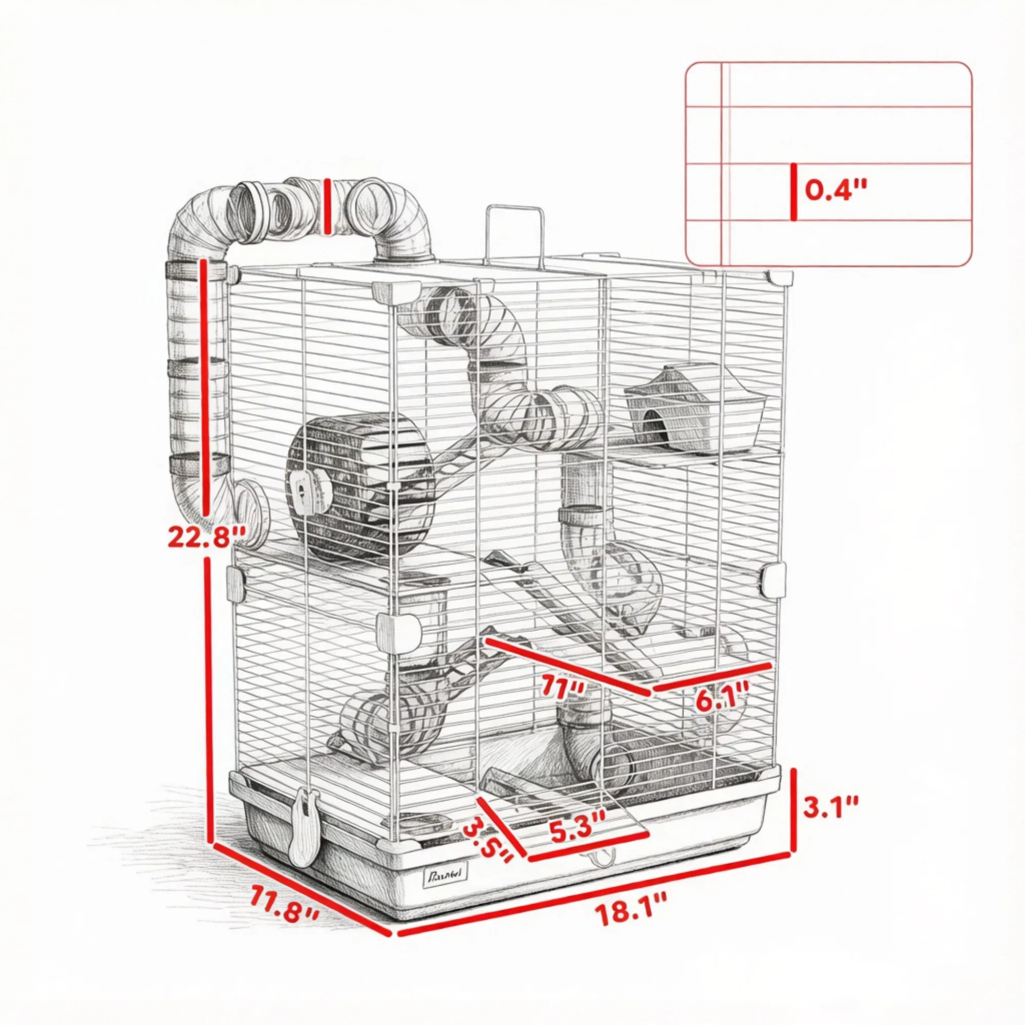 Pink 5-Tier Portable Hamster Cage for Short Trip Outing, Small Animal Travel Carrier with Tunnel Tubes — image 7