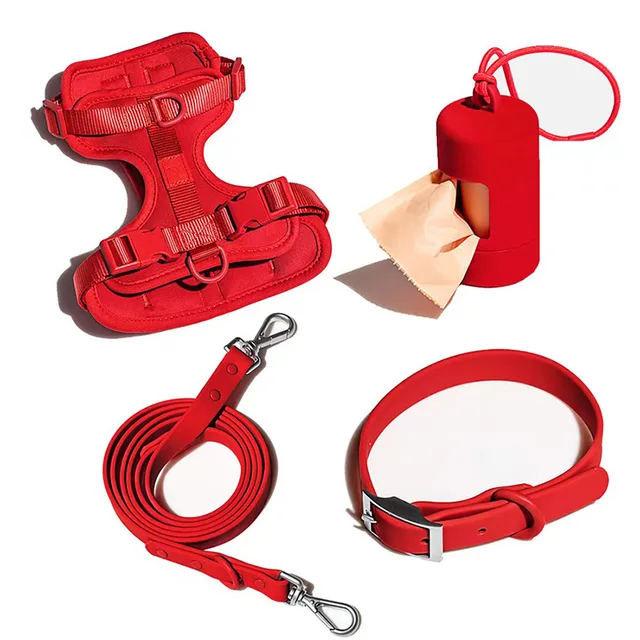 Luxury Waterproof PVC Neoprene Pet Poop Bag Dispenser Set, Dog Harness, Leash Collar Set for Dog — image 9
