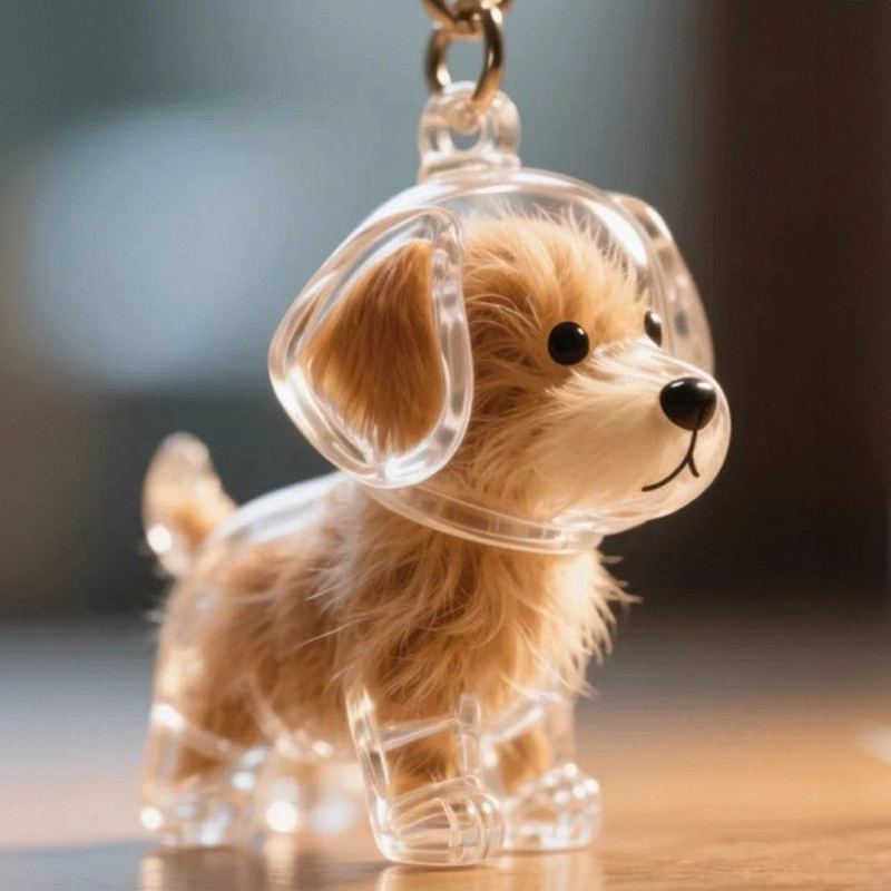 A transparent DIY pet hair memorial keychain box, a sweet keepsake for dog lovers — image 3