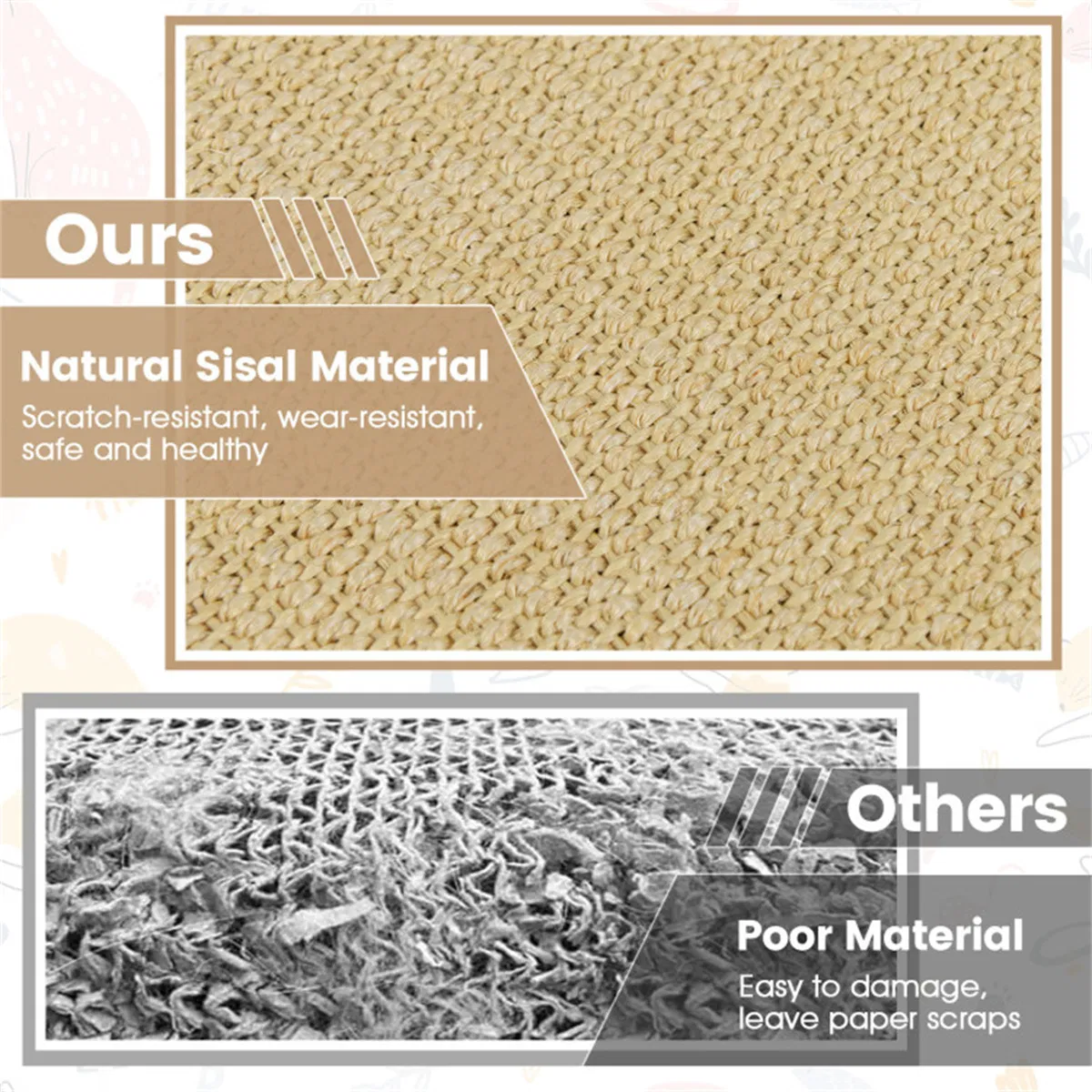 Natural 6-Piece Cat Scratching Mats, Sisal Material Anti-Slip Latex Backing Furniture Protector — image 10