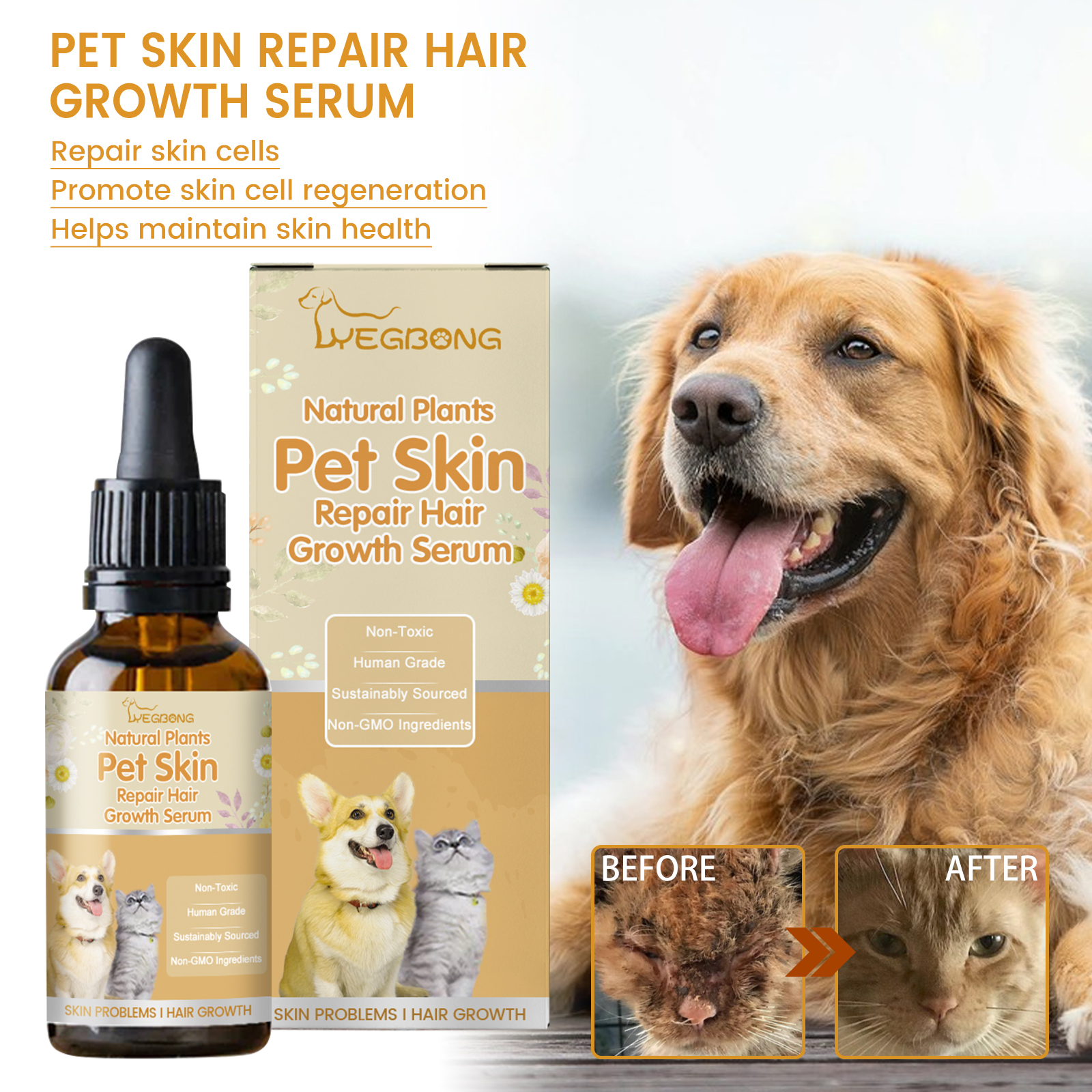 Yegbong Pet Skin Care Essence Cat And Dog Skin Hair Wound Cleaning And Moisturizing Care Essence — image 3